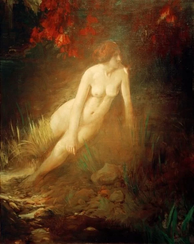 Nudo femminile sulla costa rocciosa e fiorita - Darmstadt, Städtische Kunstsammlung
